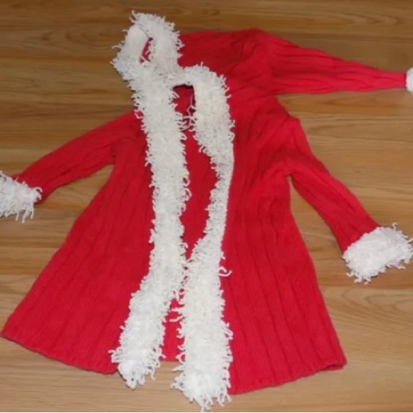 Size 24 Months Nick Nack Patty Wack Red Ivory Trim Hooded Sweater Jacket Coat - Picture 1 of 6